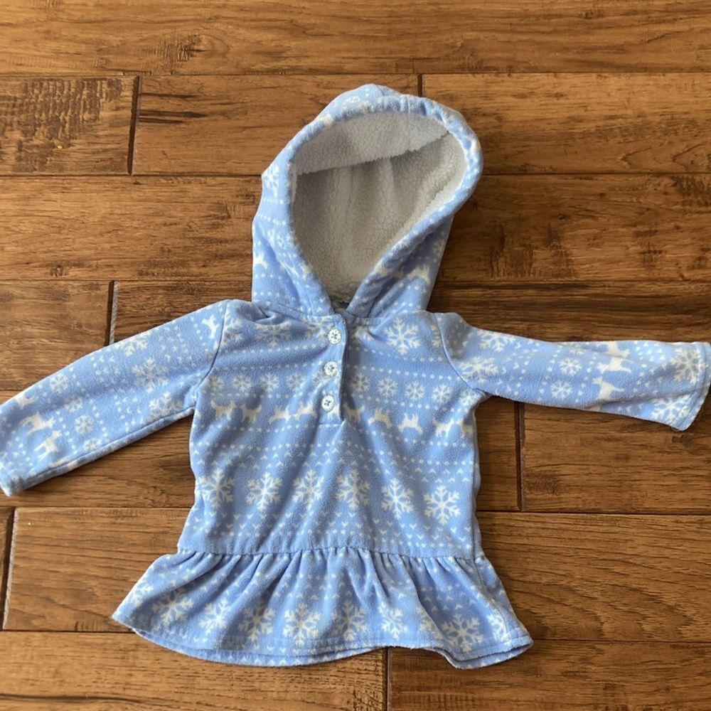 𝅺CARTER'S Snowflake Reindeer Cozy Soft Pullover Sweatshirt Size 12 Months